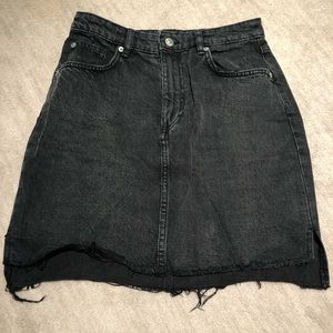 H&M High Waisted Black Denim Skirt